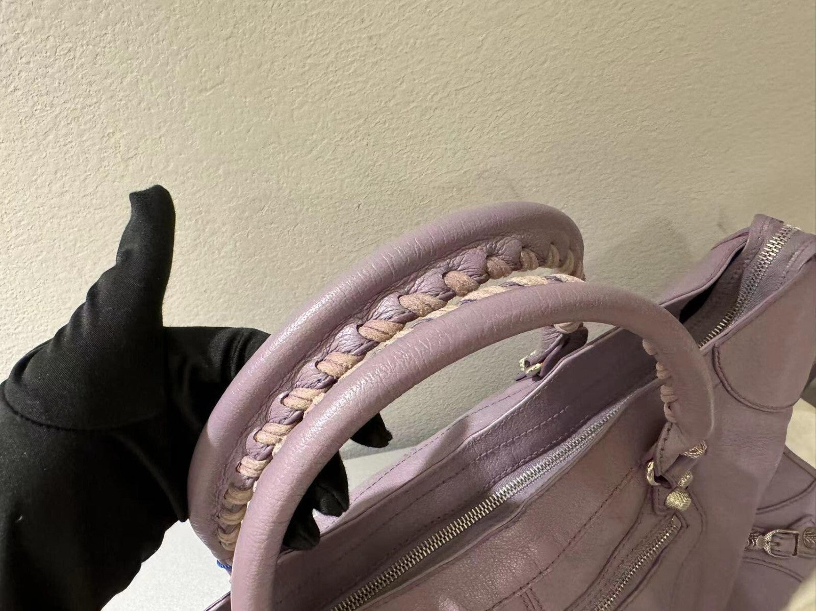 Balenciaga Giant City Part Time Shoulder Bag Purple Used Condition Wonderful