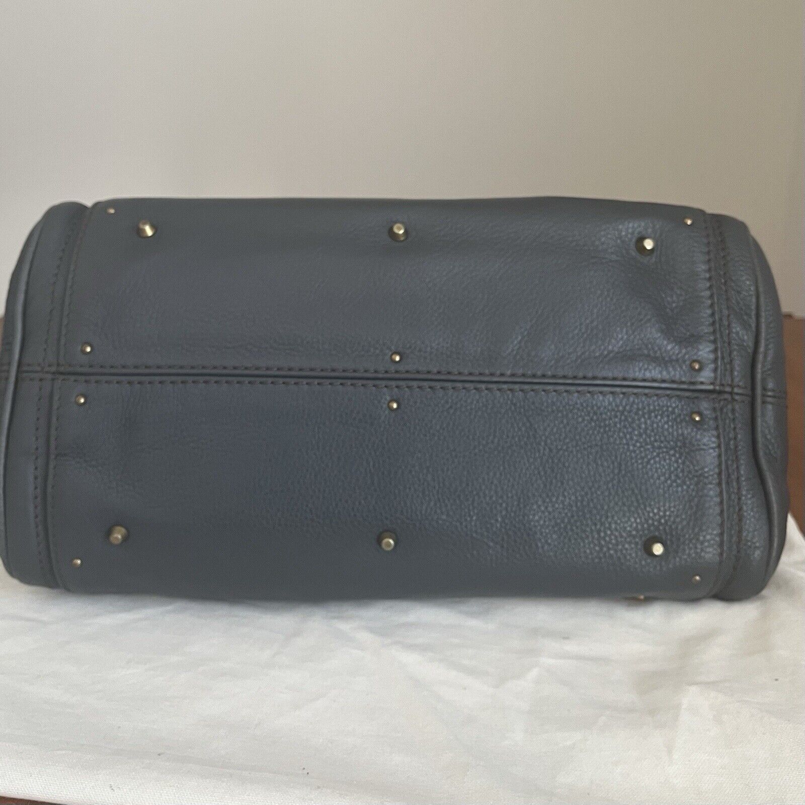 Chloe paddington leather hand bag dark gray leather medium padlock key card f s