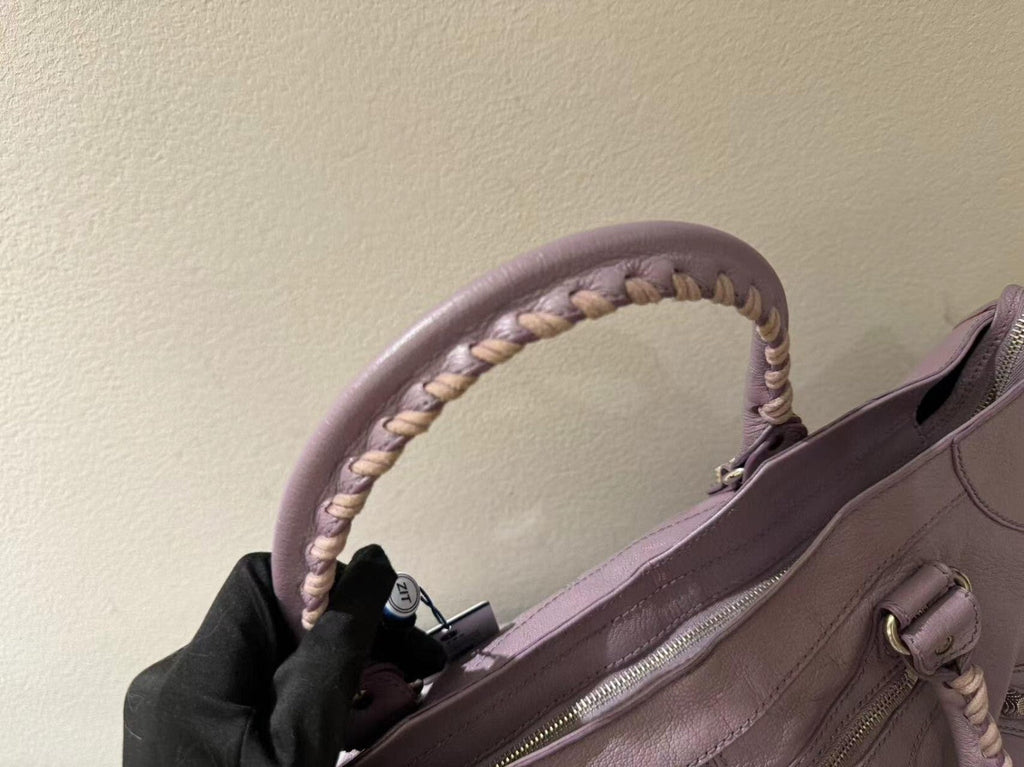 Balenciaga Giant City Part Time Shoulder Bag Purple Used Condition Wonderful