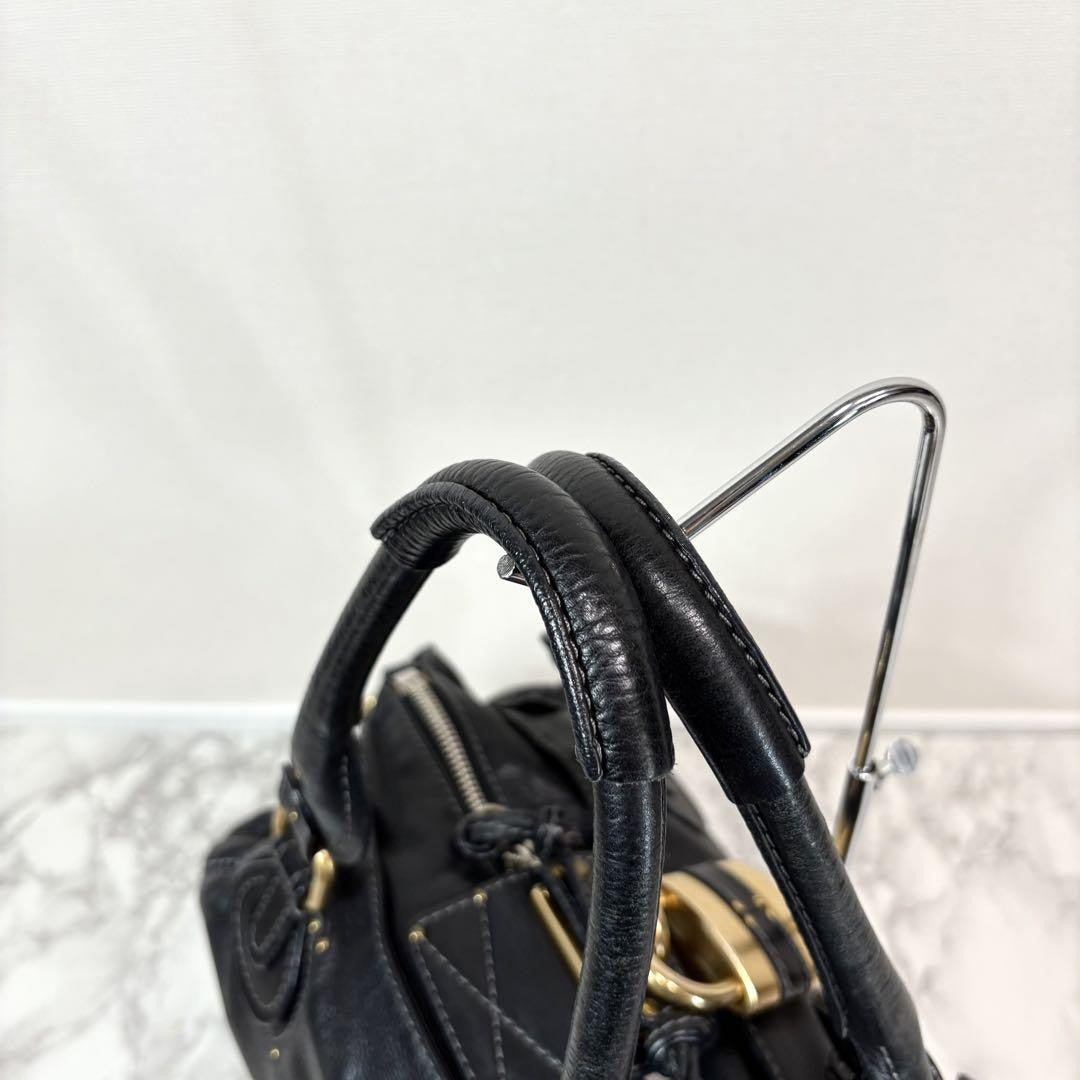 Chloe paddington 2way hand bag shoulder bag leather black padlock key used 32914