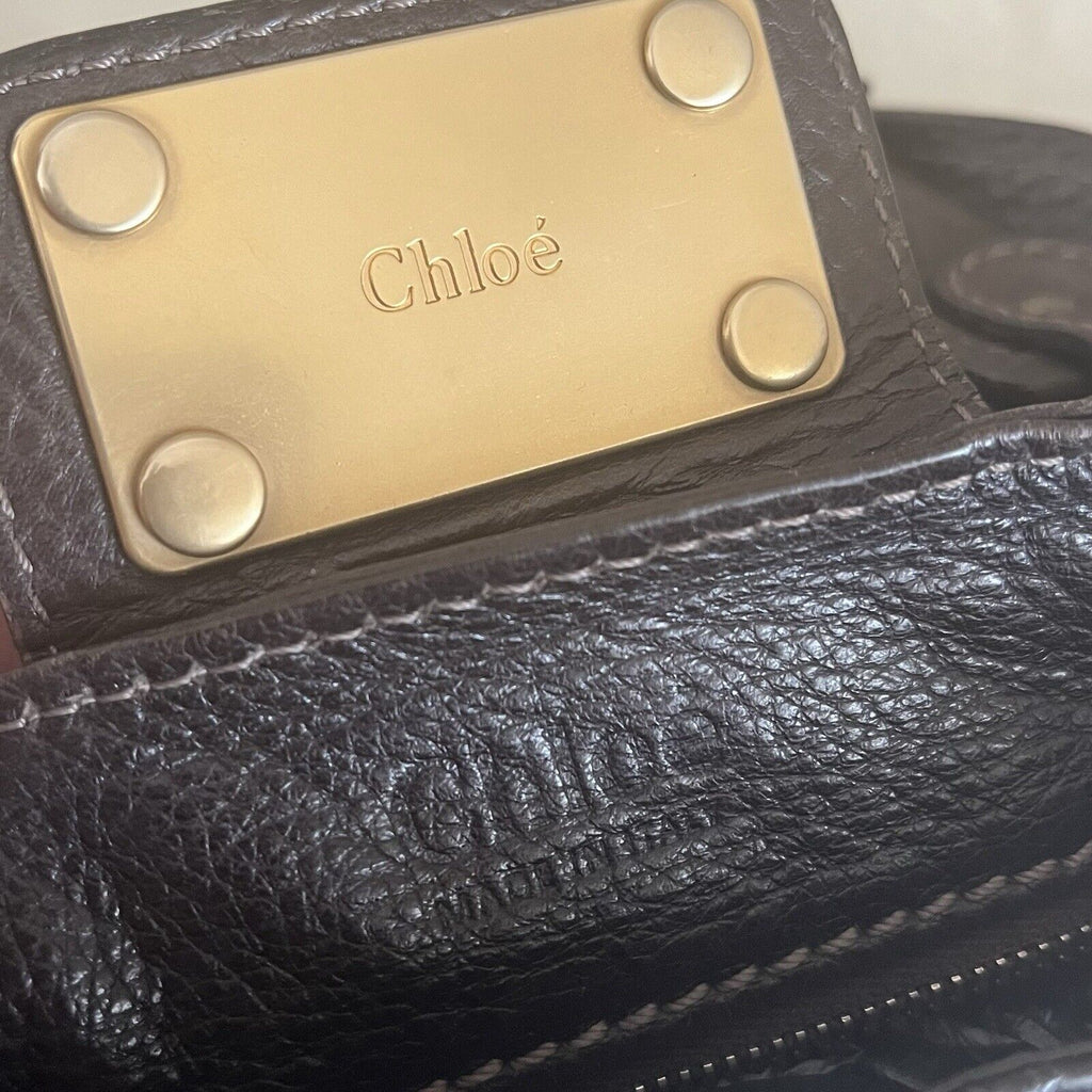 Chloe paddington leather hand bag dark brown leather medium padlock key f s 1