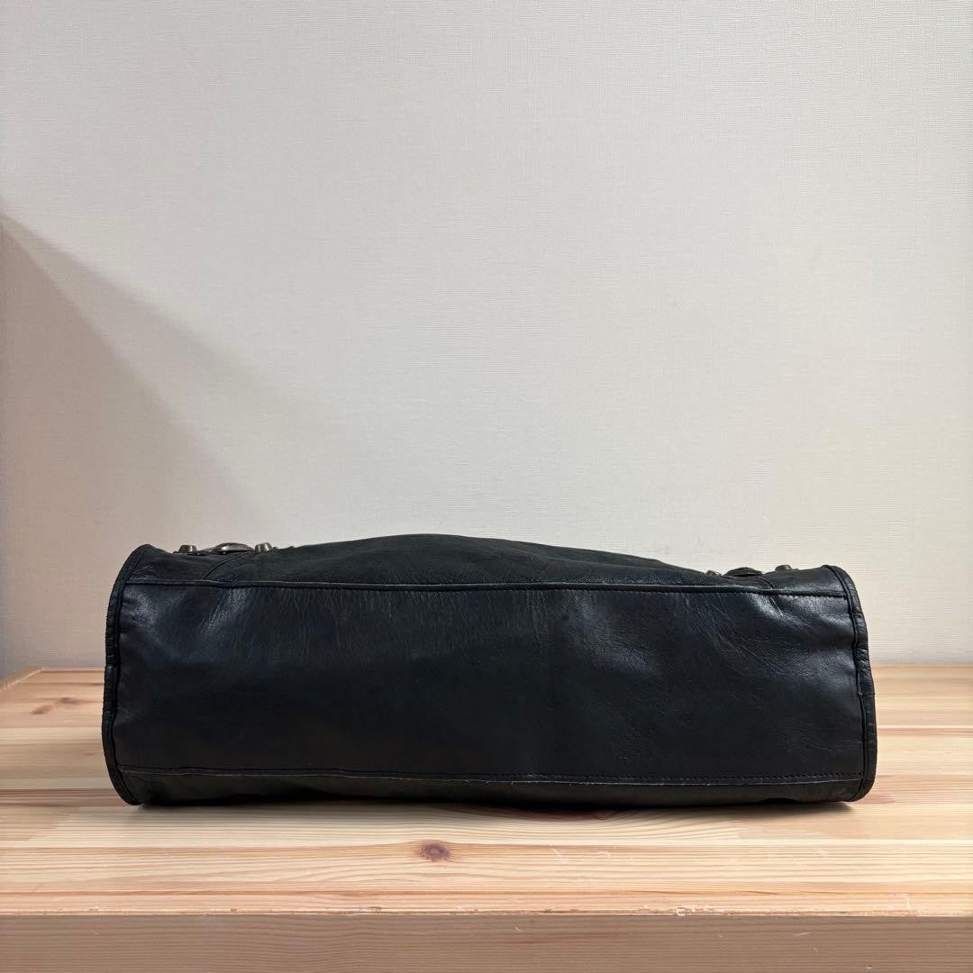 BALENCIAGA The City 2way Handbag Shoulder Bag Leather Black Used #YI