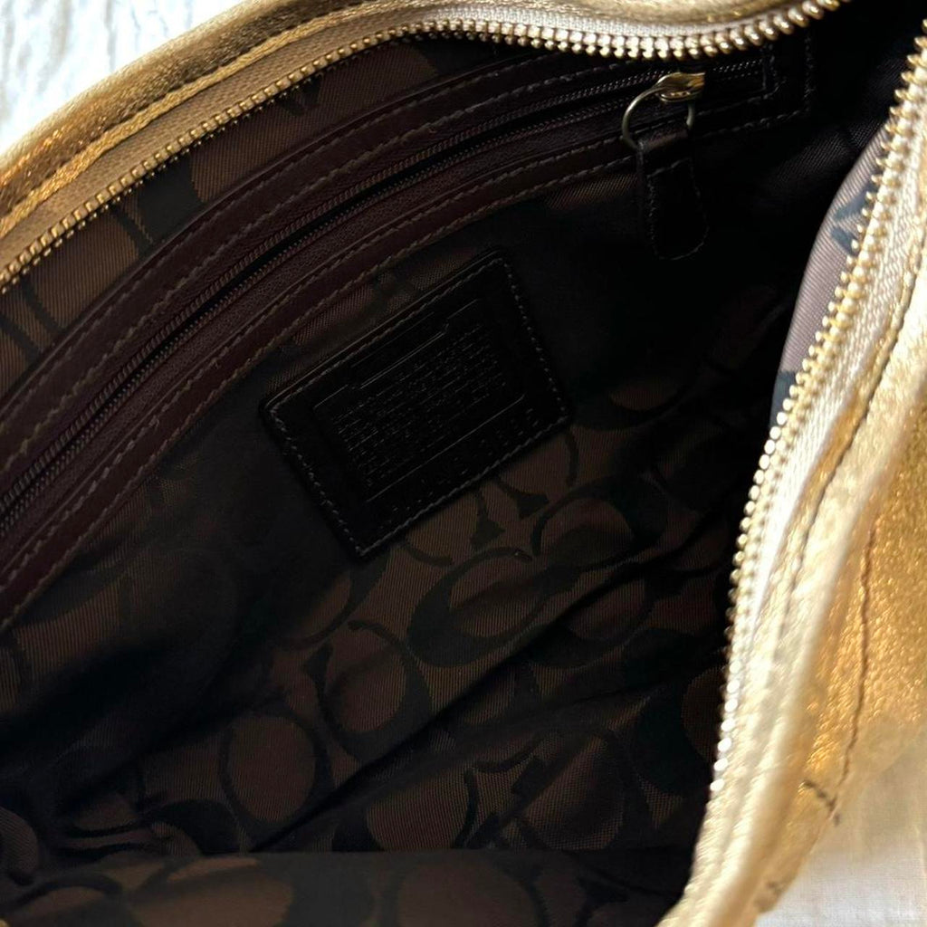 Vintage Y2K 2004 Coach Limited Edition metallic gold shimmer mini hobo shoulder bag!