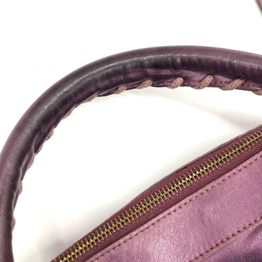 BALENCIAGA The Twiggy Purple Leather 2Way Bag 128523 Motorcycle Bag Strap Mirror