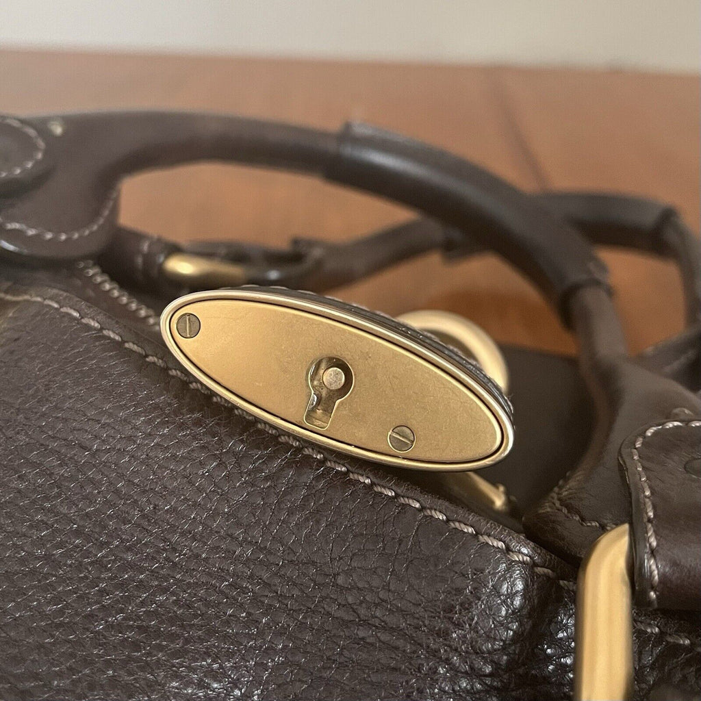 Chloe paddington leather hand bag dark brown leather medium padlock key f s 1