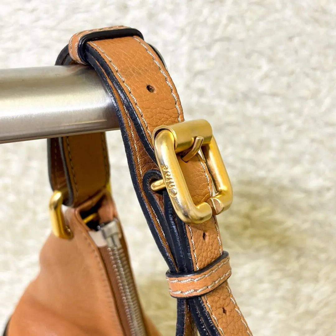 Authentic Chloe Paddington Leather Shoulder Bag One-Handle Brown Camel Rare GOOD