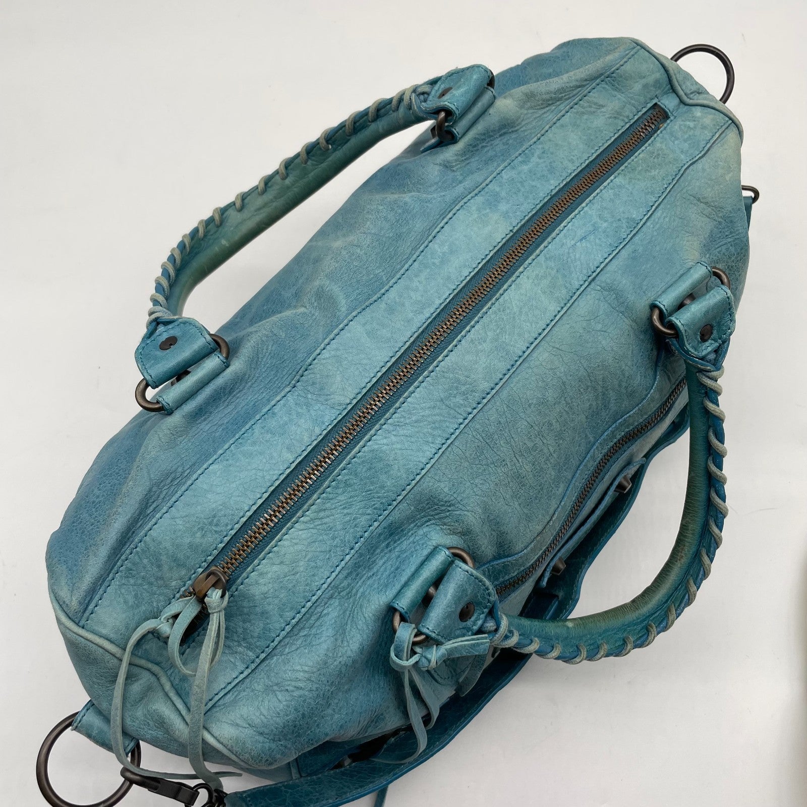 BALENCIAGA The twiggy bag Handbag Light Blue Leather 128523 Editors Bag Y2K Auth