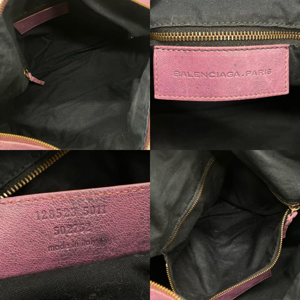 BALENCIAGA The Twiggy Purple Leather 2Way Bag 128523 Motorcycle Bag Strap Mirror