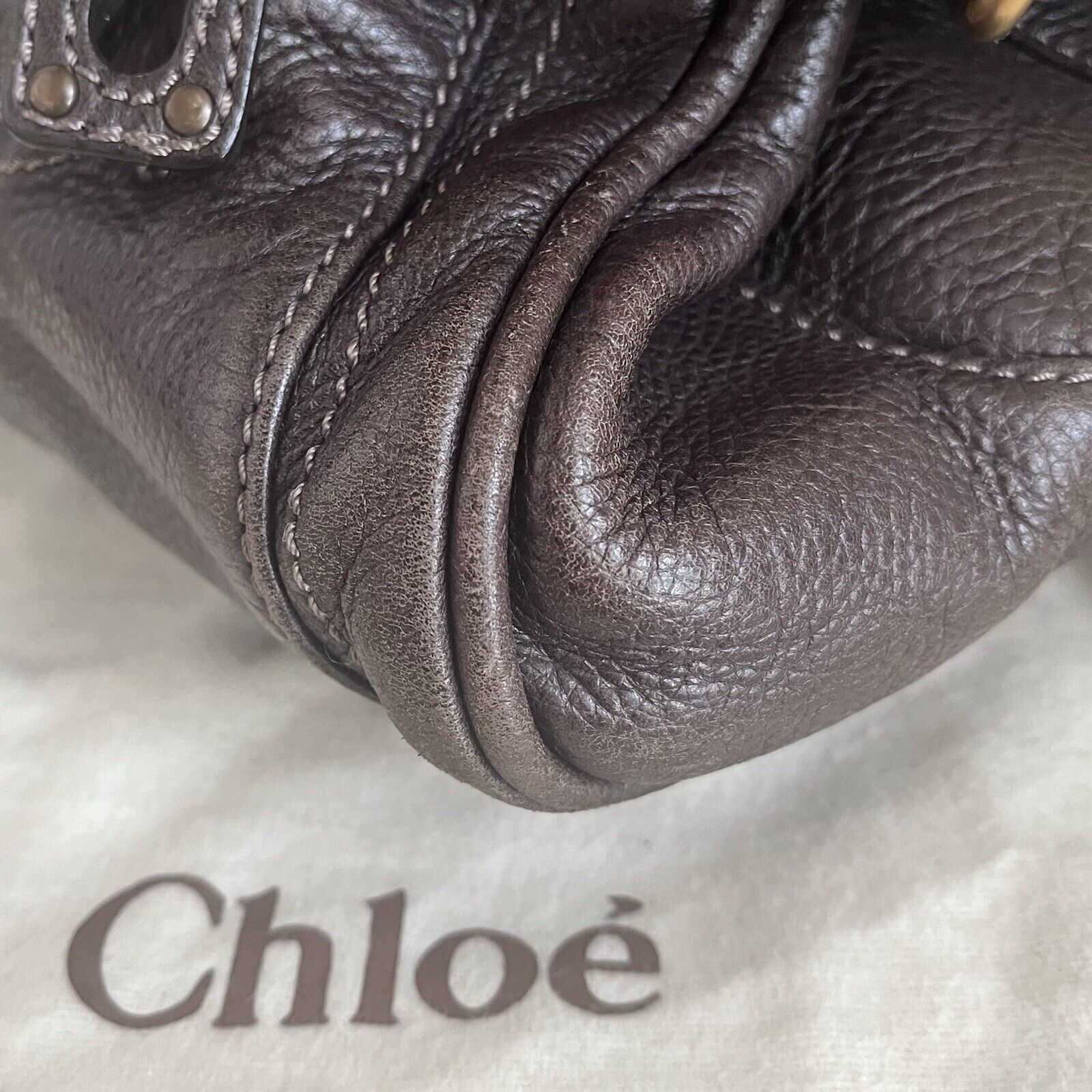 Chloe paddington leather hand bag dark brown leather medium padlock key f s 1