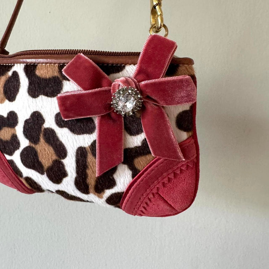 Vintage Y2K Coach rare leopard print calf hair wristlet/mini bag