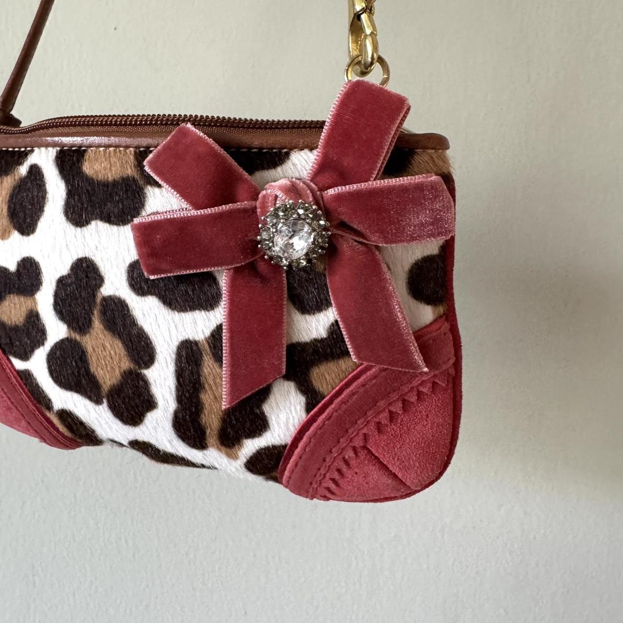 Vintage Y2K Coach rare leopard print calf hair wristlet/mini bag
