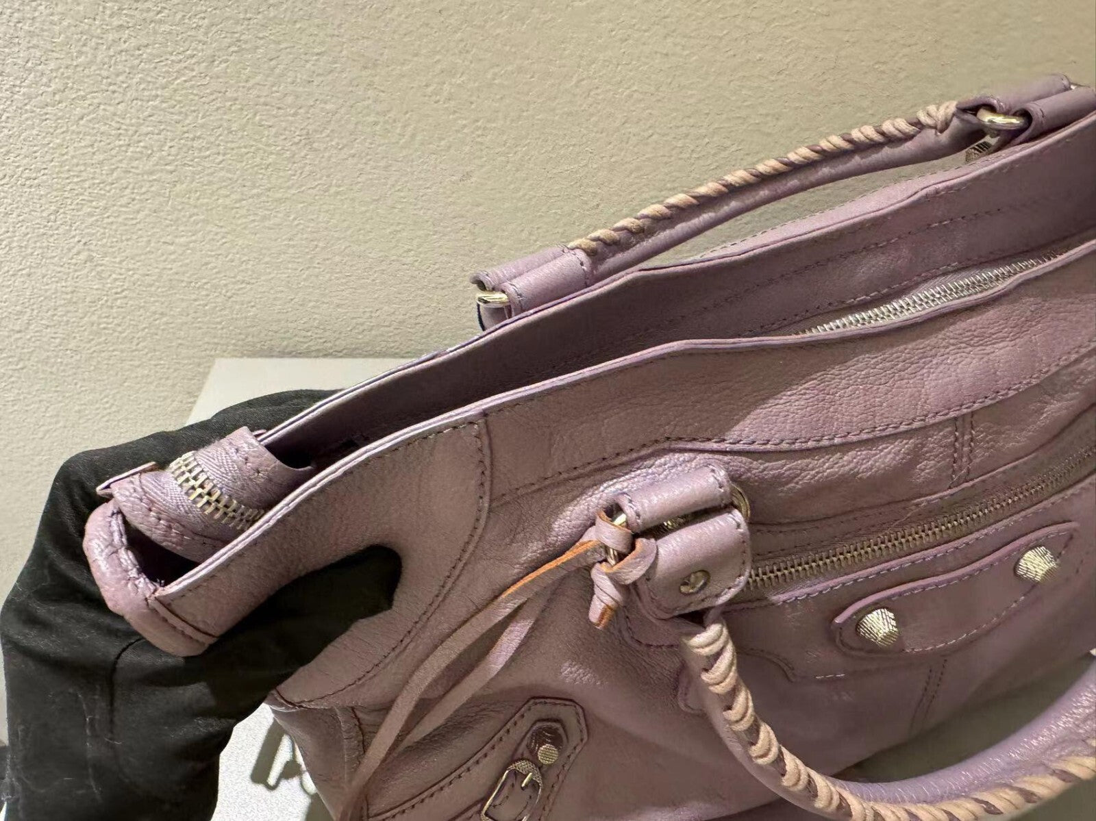 Balenciaga Giant City Part Time Shoulder Bag Purple Used Condition Wonderful