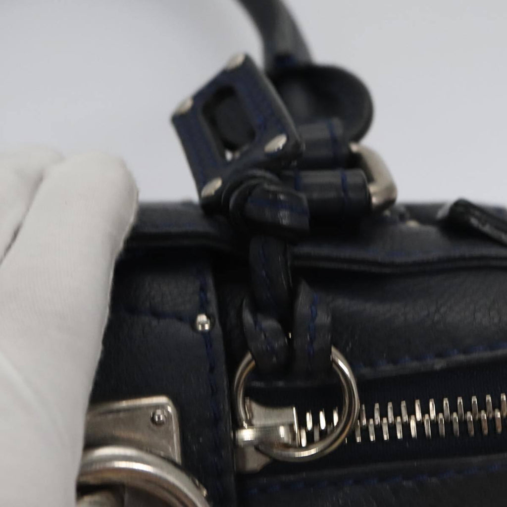 Chloe paddington mini hand bag leather navy silver auth am7485