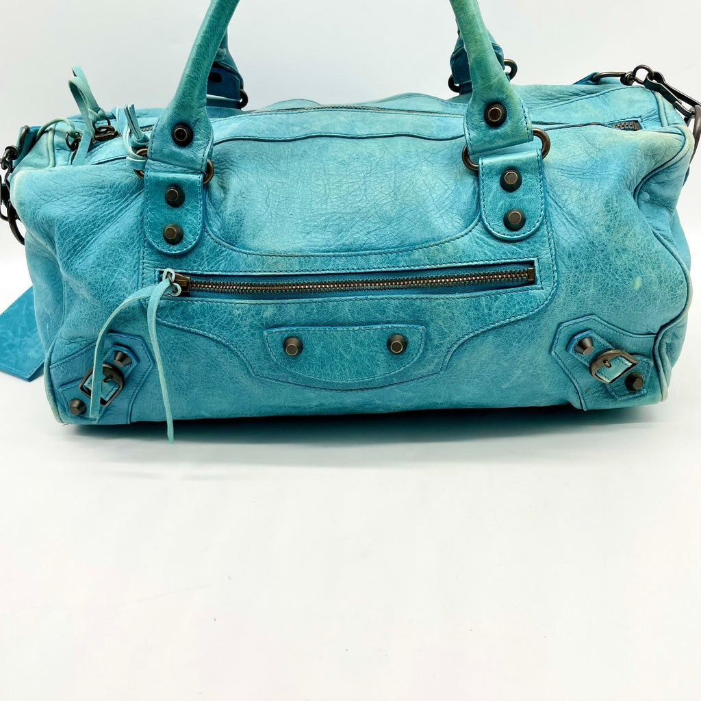 BALENCIAGA The twiggy bag Handbag Light Blue Leather 128523 Editors Bag Y2K Auth