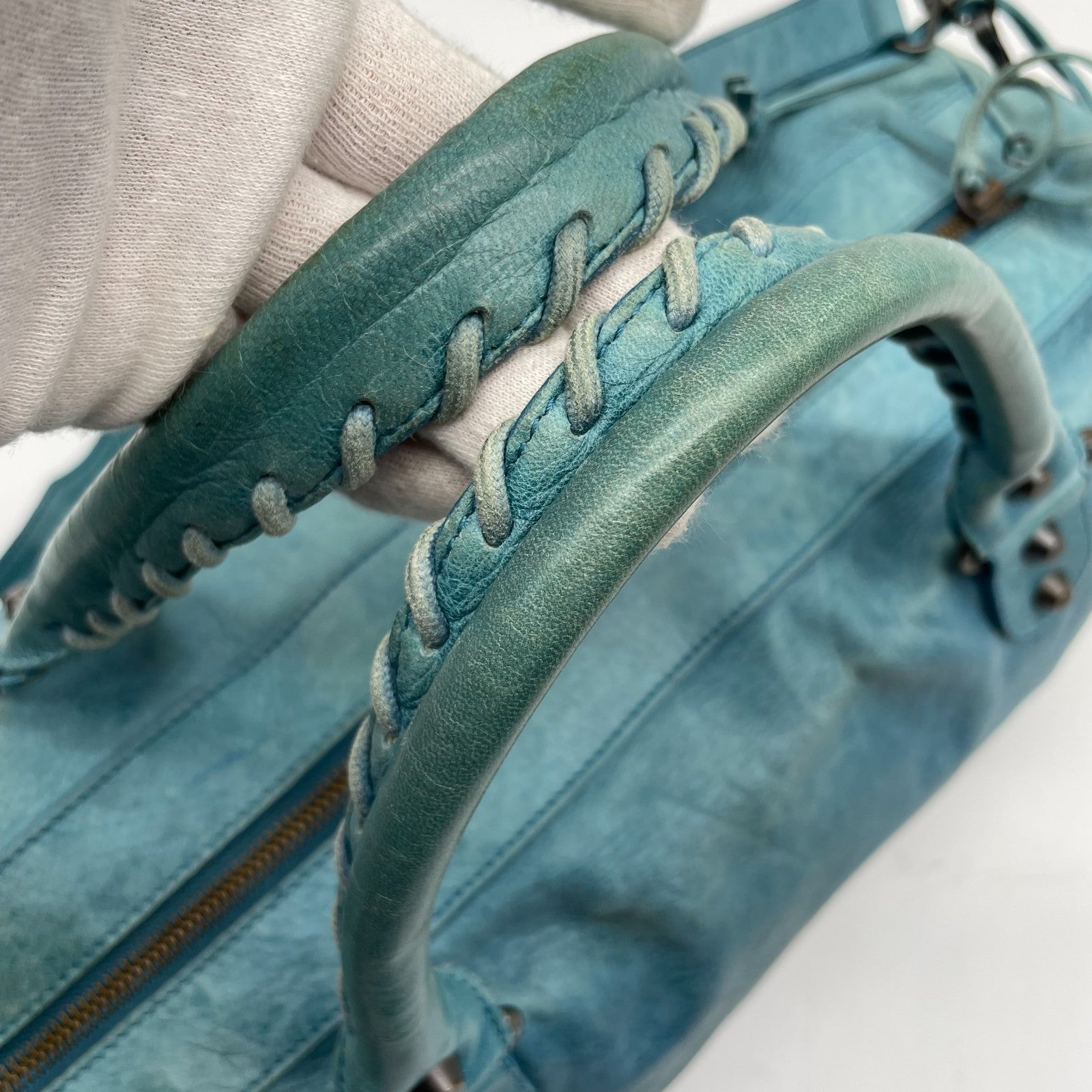BALENCIAGA The twiggy bag Handbag Light Blue Leather 128523 Editors Bag Y2K Auth