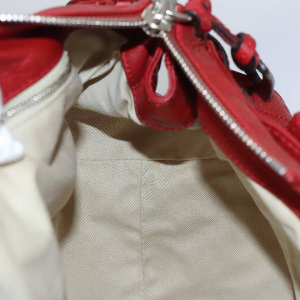Chloe paddington hand bag leather red gold silver auth am7383