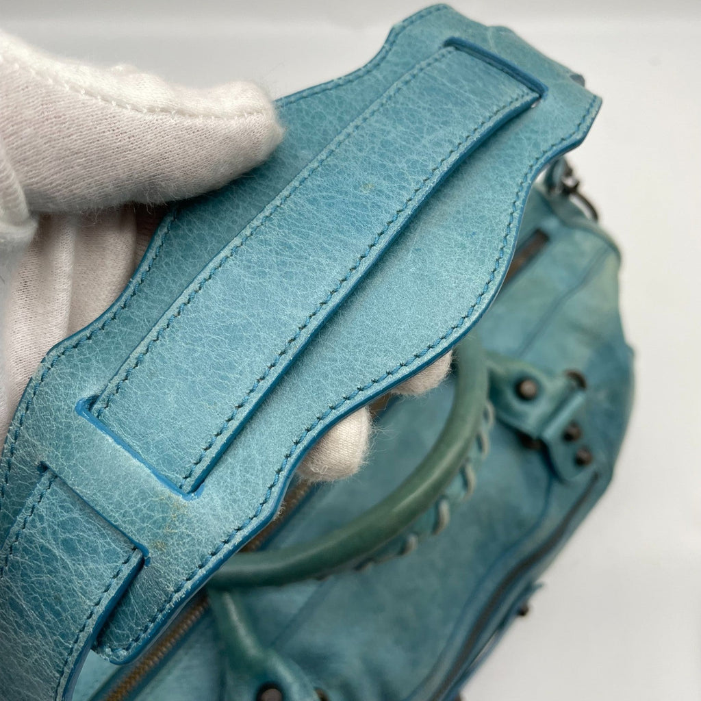 BALENCIAGA The twiggy bag Handbag Light Blue Leather 128523 Editors Bag Y2K Auth