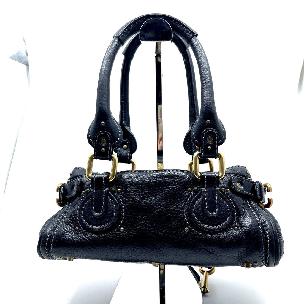 Chloe paddington mini hand bag black leather key padrock auth rare