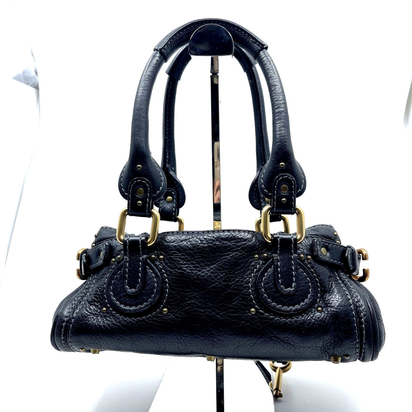 Chloe paddington mini hand bag black leather key padrock auth rare