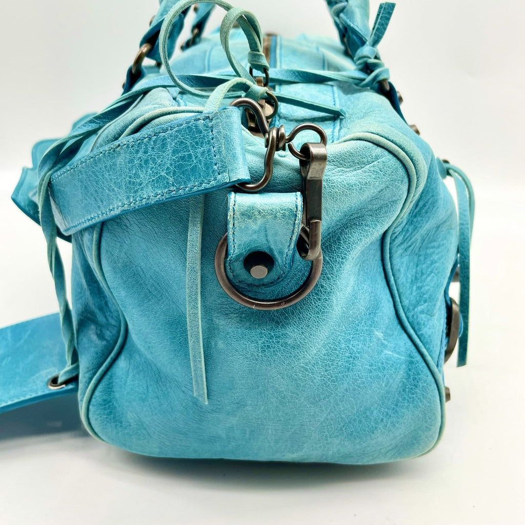 BALENCIAGA The twiggy bag Handbag Light Blue Leather 128523 Editors Bag Y2K Auth