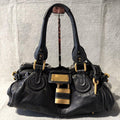 Chloe paddington handbag shoulder bag black leather 36 x 15 x 20cm