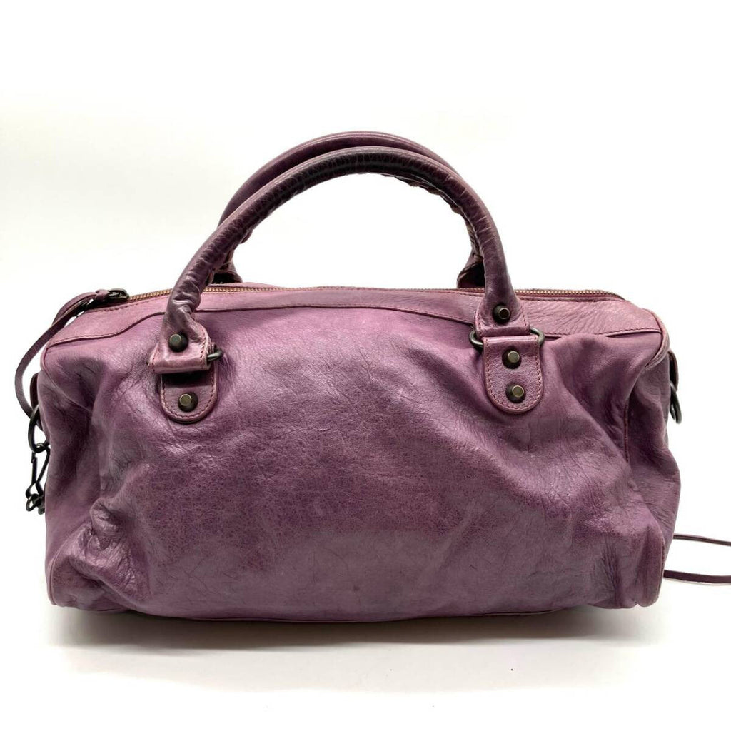 BALENCIAGA The Twiggy Purple Leather 2Way Bag 128523 Motorcycle Bag Strap Mirror