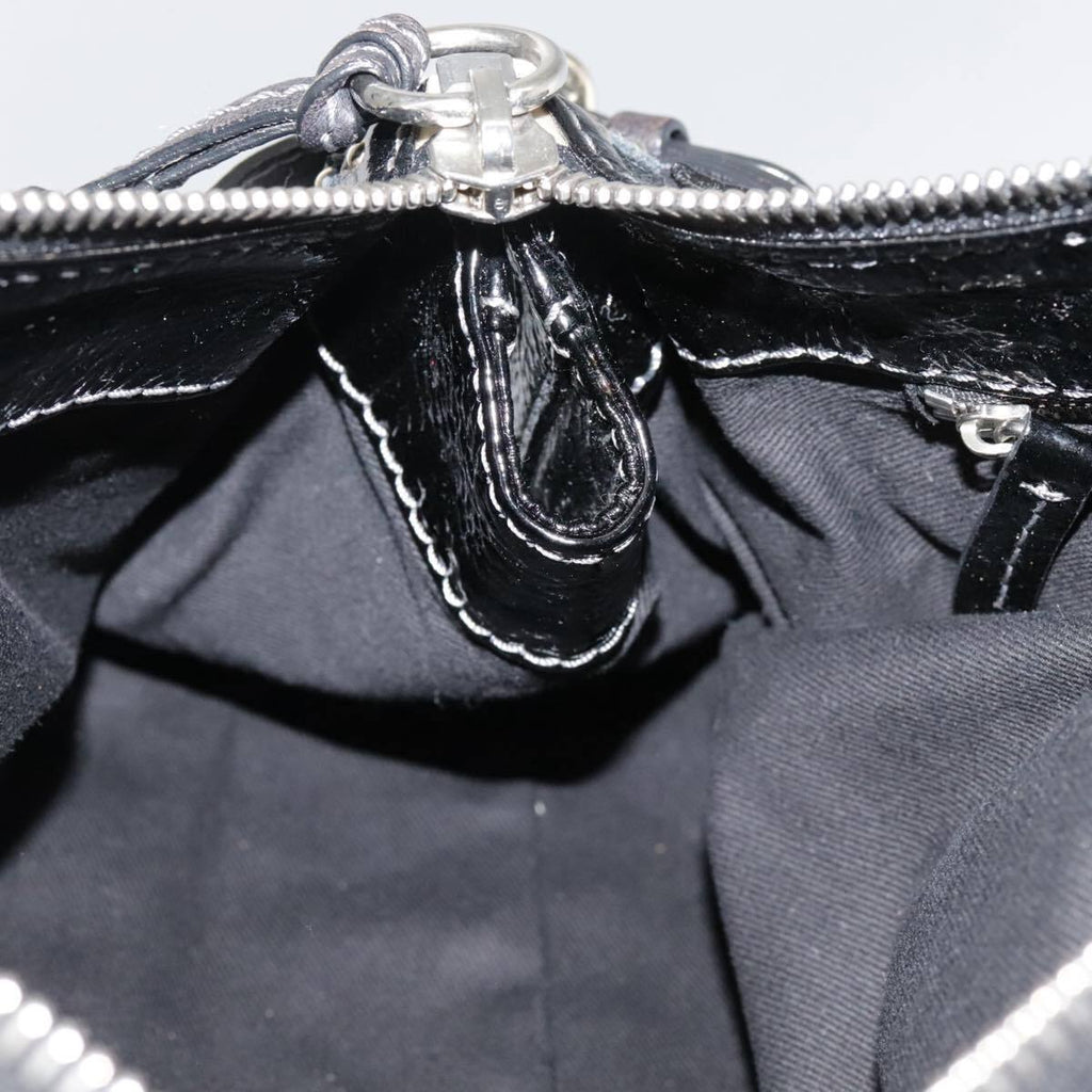 Chloe paddington hand bag enamel black auth mr780