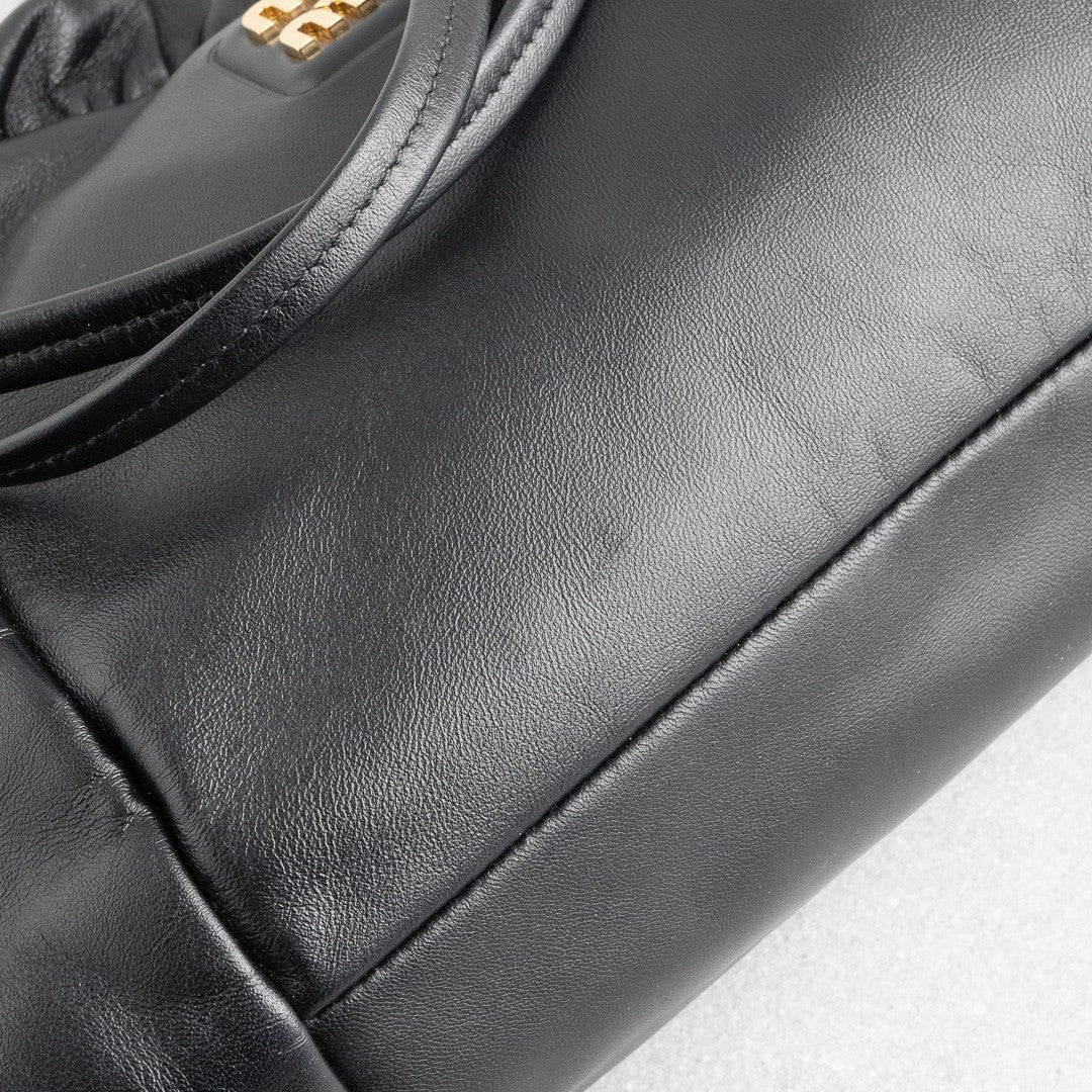 MIU MIU Nappa Leather  Hobo Bag  Black AW24 Shoulder Handbag 5BC175