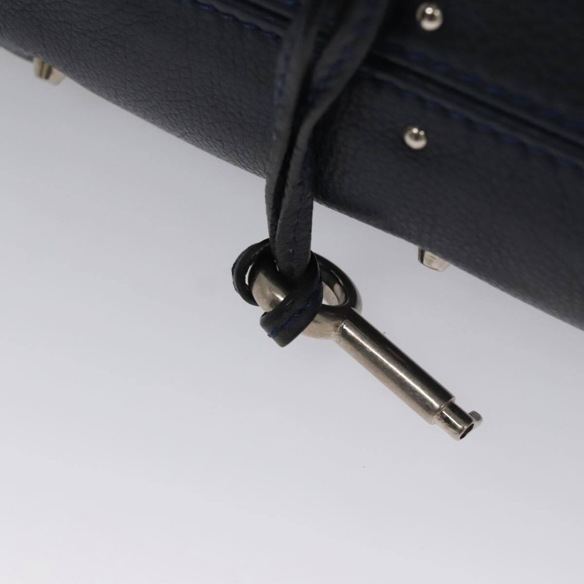 Chloe paddington mini hand bag leather navy silver auth am7485