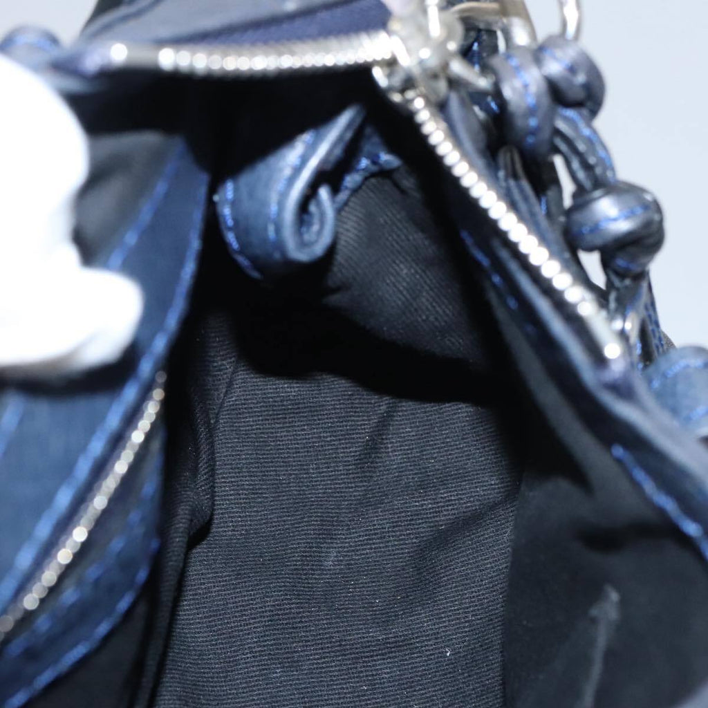 Chloe paddington mini hand bag leather navy silver auth am7485