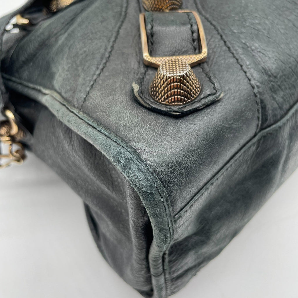 BALENCIAGA The Giant City 2way Shoulder Handbag Black Y2K Editors Bag Auth