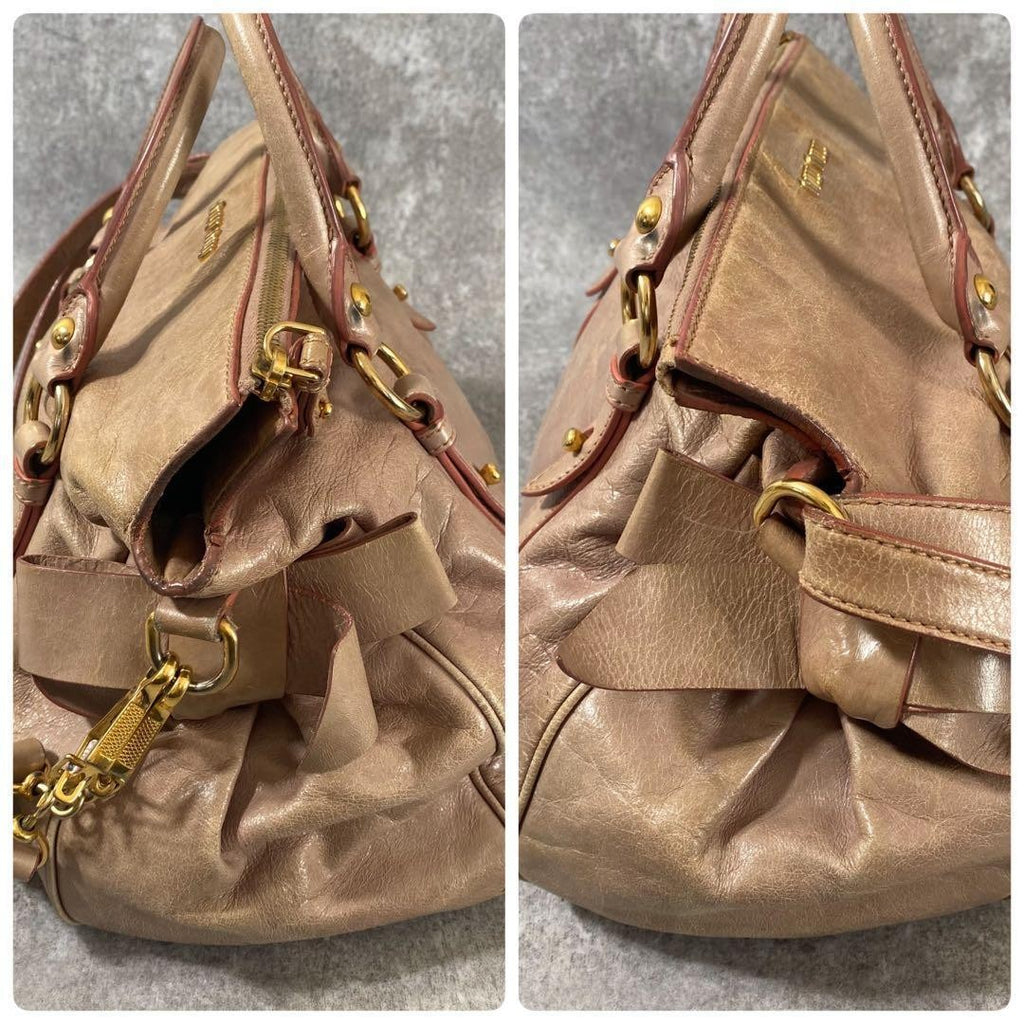 miu miu Vitello Lux side ribbon 2way bag Luxury designer feminine handbag italy