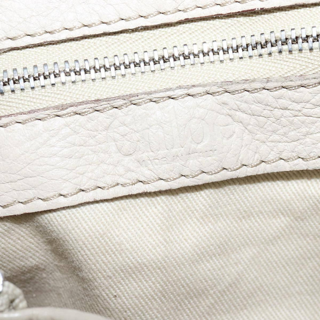 Chloe mini paddington hand bag leather white gold silver auth hk1875