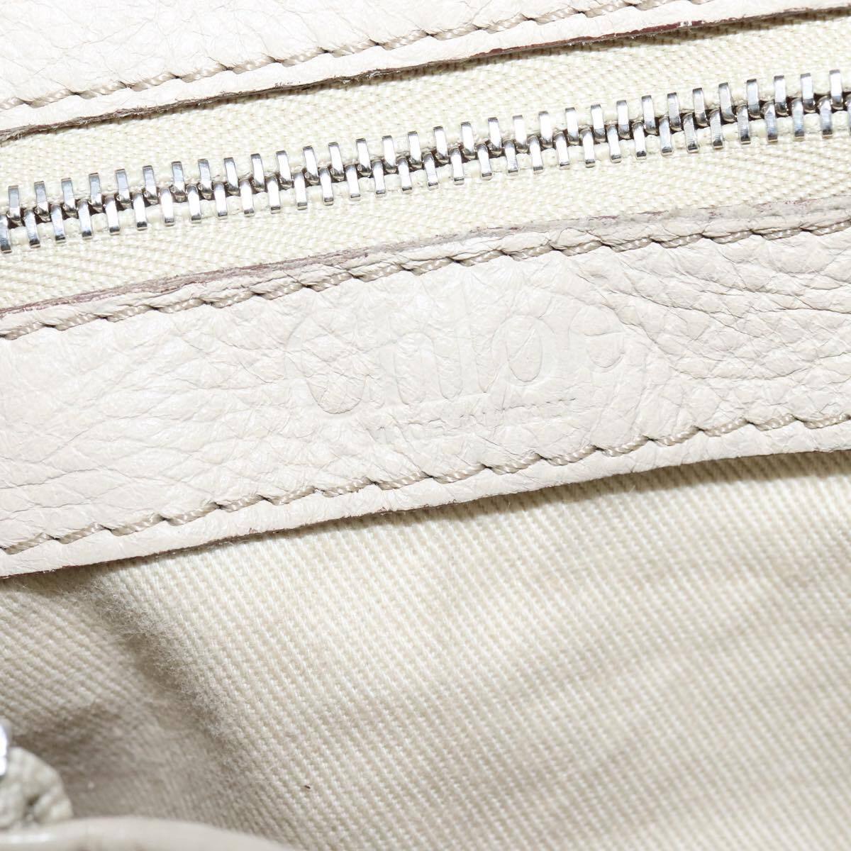 Chloe mini paddington hand bag leather white gold silver auth hk1875