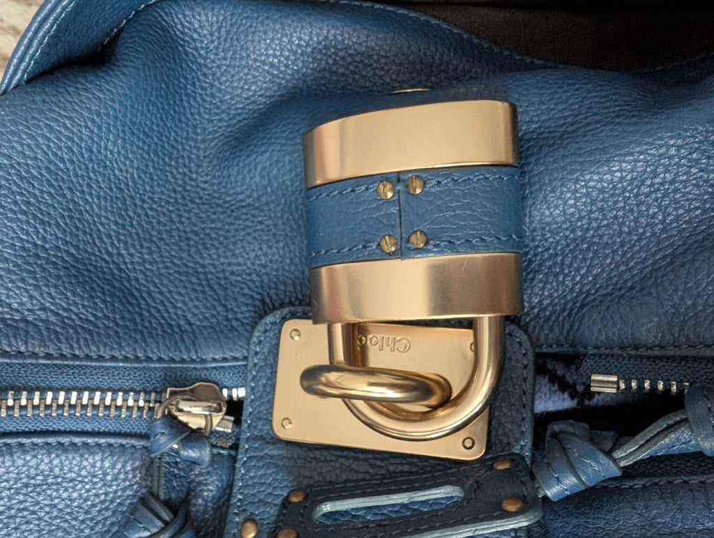 y2k Chloe paddington large hand bag blue leather cadena padlock used 202501m