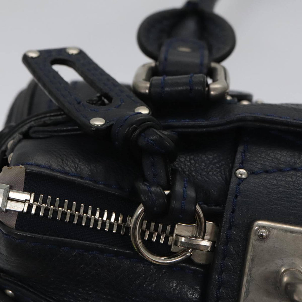 Chloe paddington mini hand bag leather navy silver auth am7485