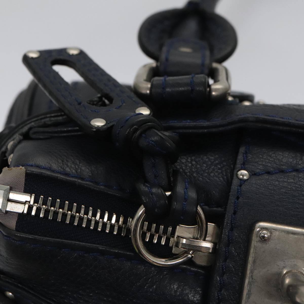 Chloe paddington mini hand bag leather navy silver auth am7485