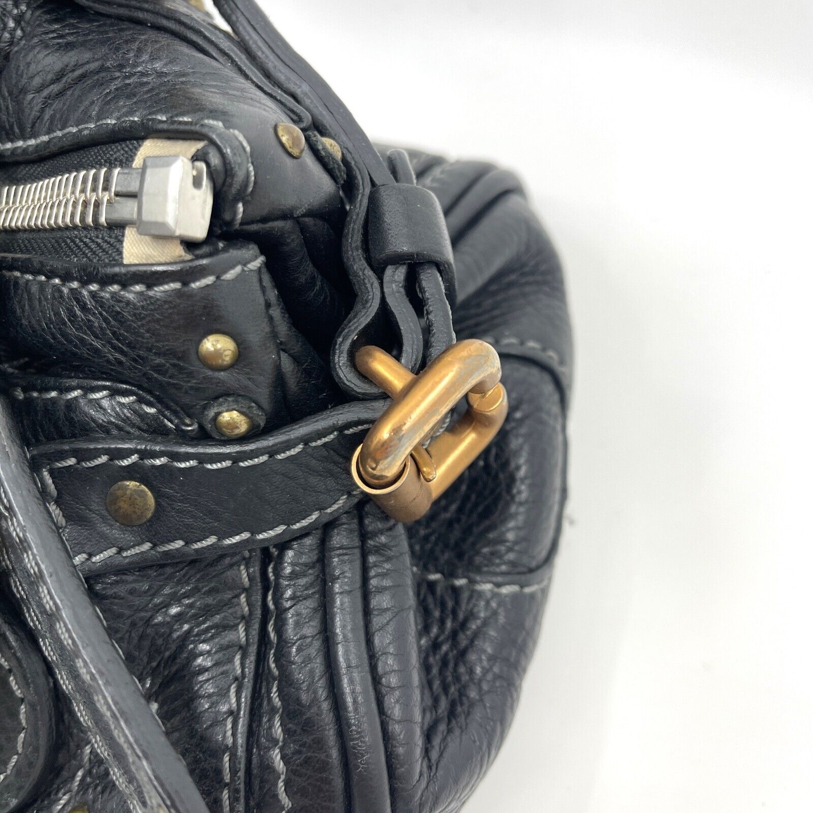 Chloe paddington mini hand bag black leather key padrock auth rare