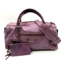BALENCIAGA The Twiggy Purple Leather 2Way Bag 128523 Motorcycle Bag Strap Mirror