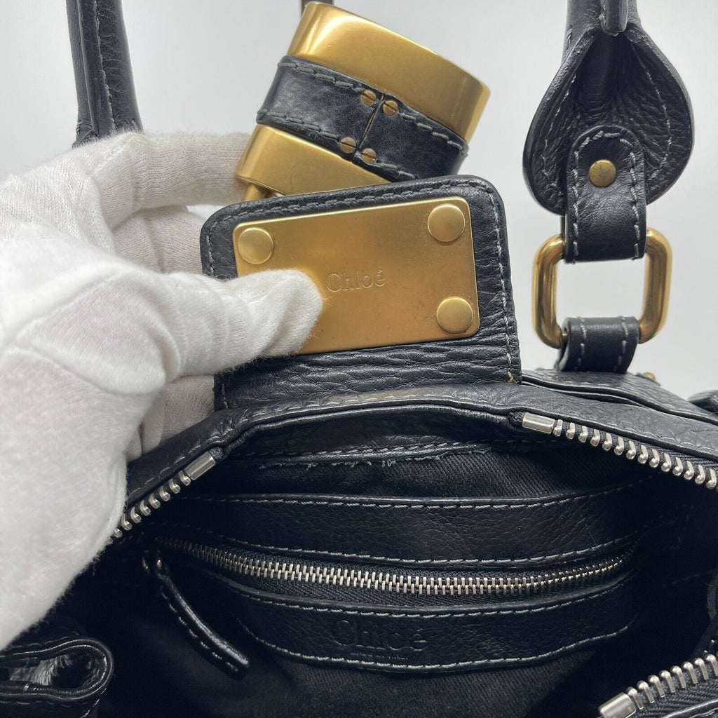 Chloe paddington mini hand bag black leather key padrock auth rare