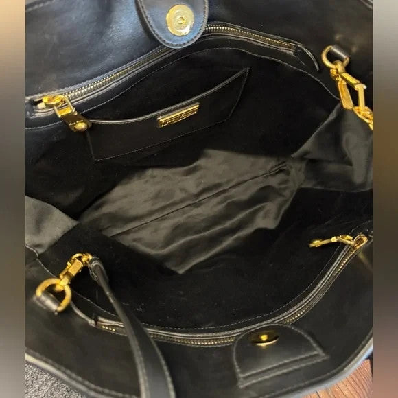 MIU MIU Calf Leather Gold Pyramid Studded Large Tote Bag Authentic Crossbody