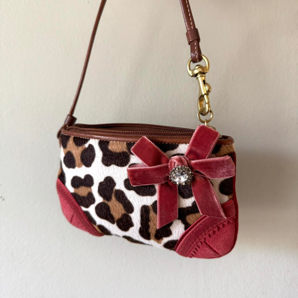 Vintage Y2K Coach rare leopard print calf hair wristlet/mini bag