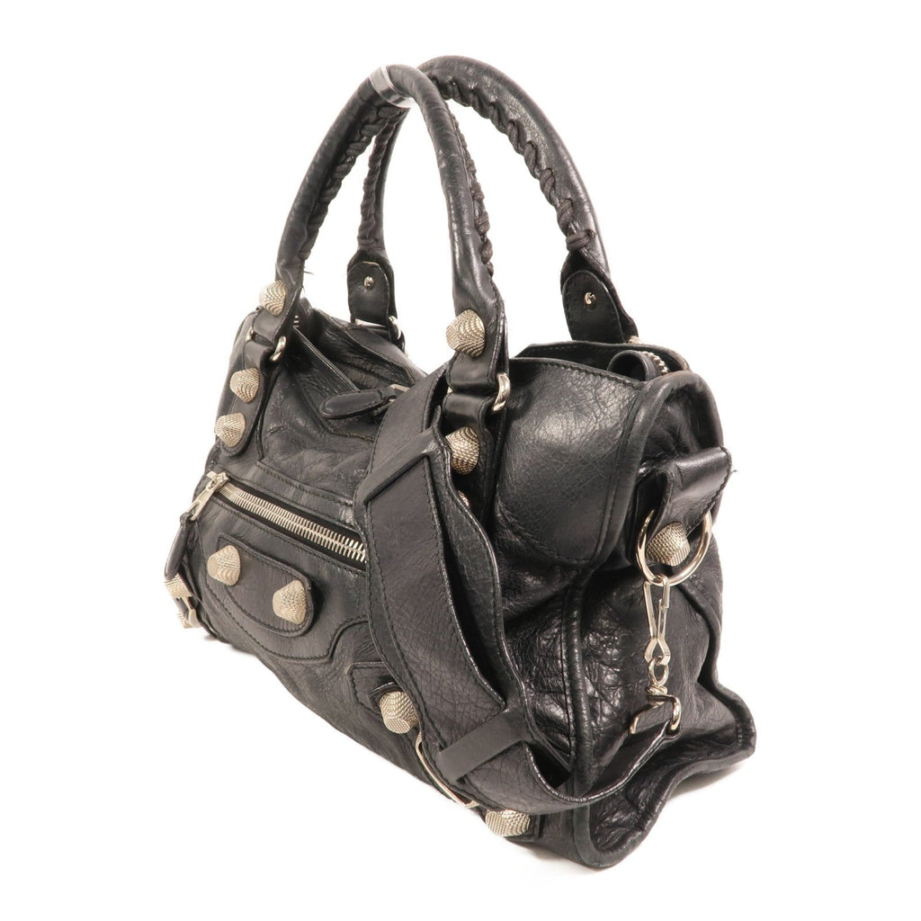 BALENCIAGA SHW City Bag 2 Way Shoulder Bag 173084 Calfskin Leather Black
