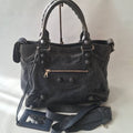 BALENCIAGA Giant City Leather Shoulder Bag Black w/Mirror Strap Authentic
