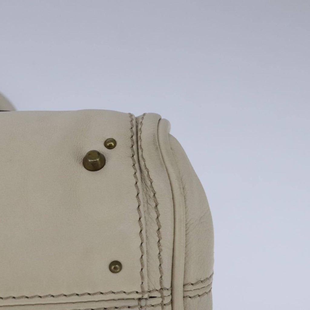 Chloe mini paddington hand bag leather white gold silver auth hk1875