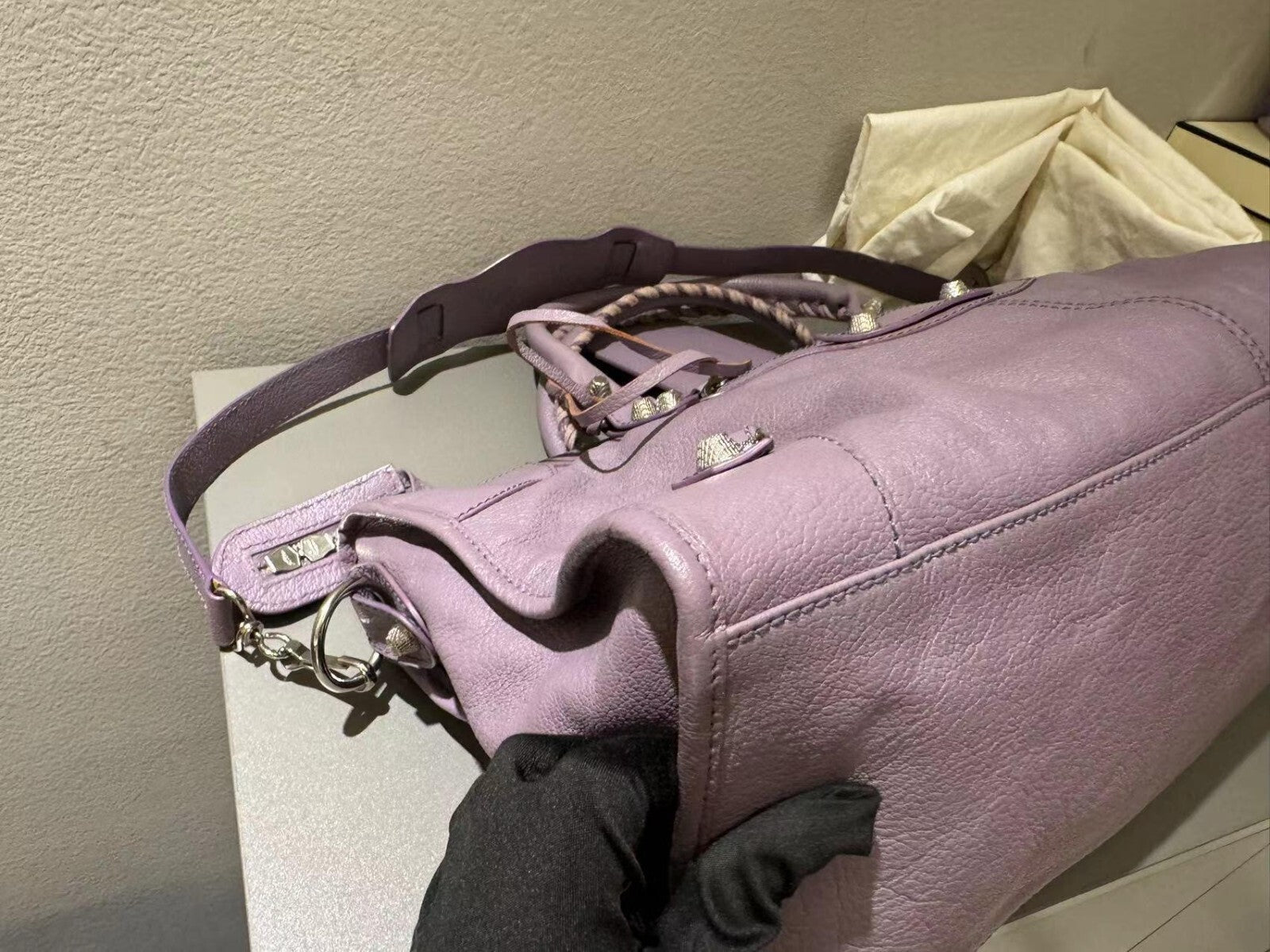 Balenciaga Giant City Part Time Shoulder Bag Purple Used Condition Wonderful