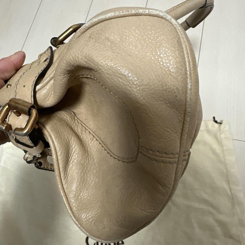 Chloe paddington shoulder bag handbag padlock key leather beige