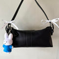 Vintage Y2K Coach black leather Demi baguette shoulder bag!