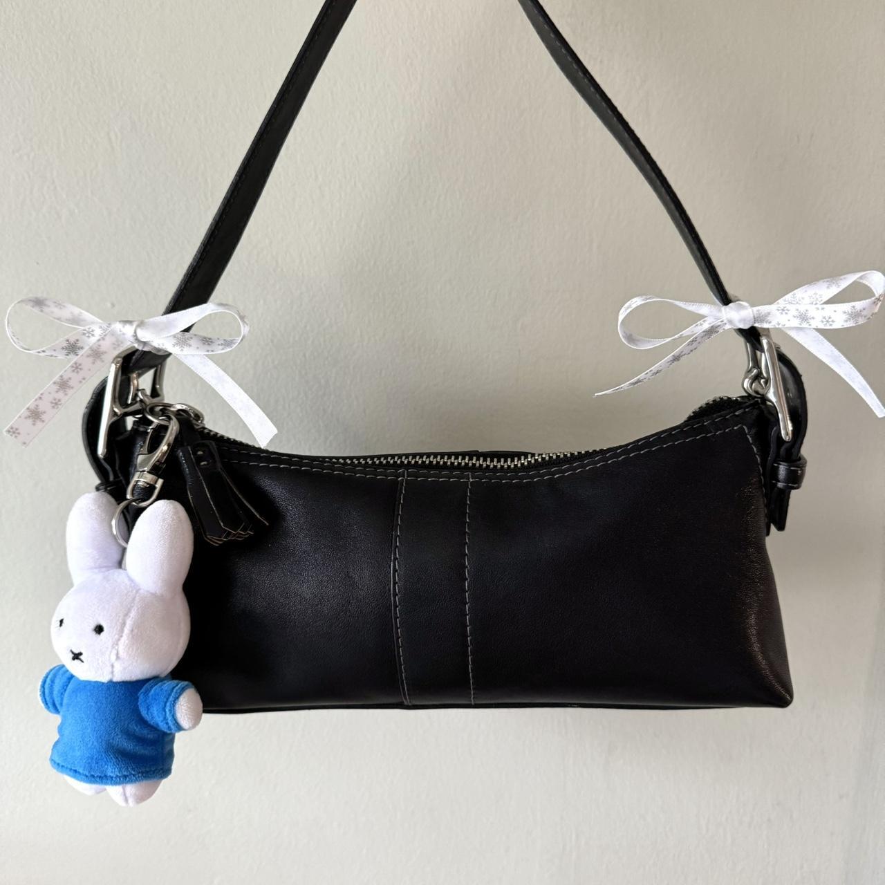 Vintage Y2K Coach black leather Demi baguette shoulder bag!