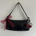 y2k coach black leather east west bag
